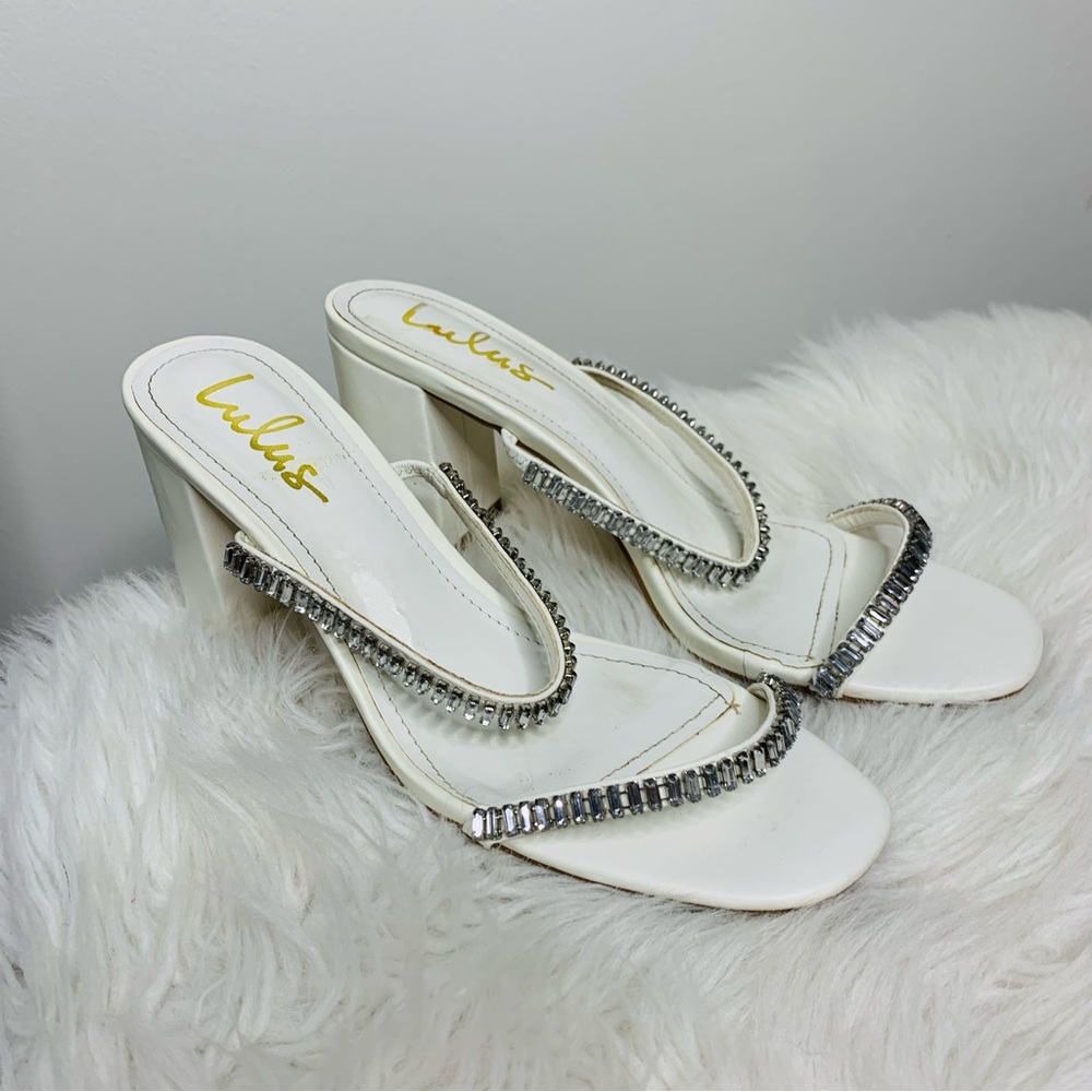 Lulus White Rhinestone High Heel Sandals